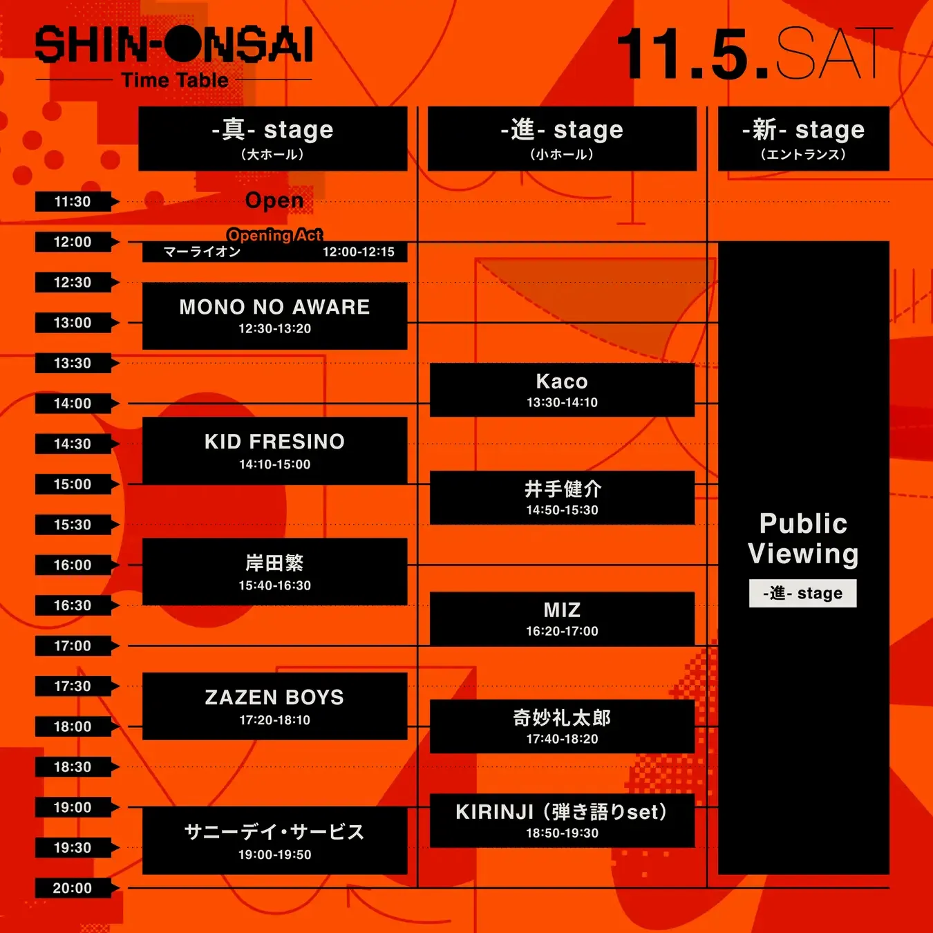 新宿発の都市型音楽フェス「SHIN-ONSAI 2022」〜タイムテーブル